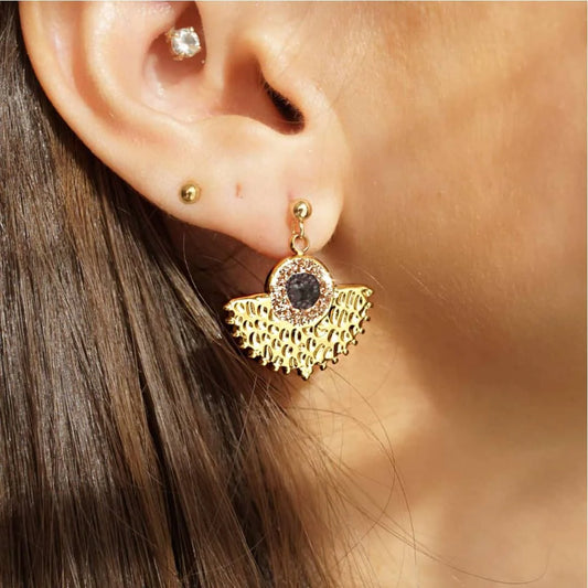 Boucles d'oreilles Cléopatre Pyrite ou Rubis - Lo et Ma