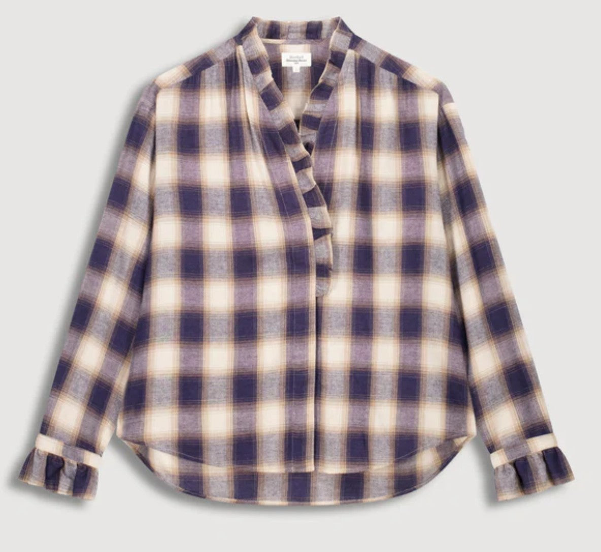 Chemise Carmela en laine et viscose Beige & blue