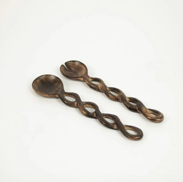 Zoey dark salad servers