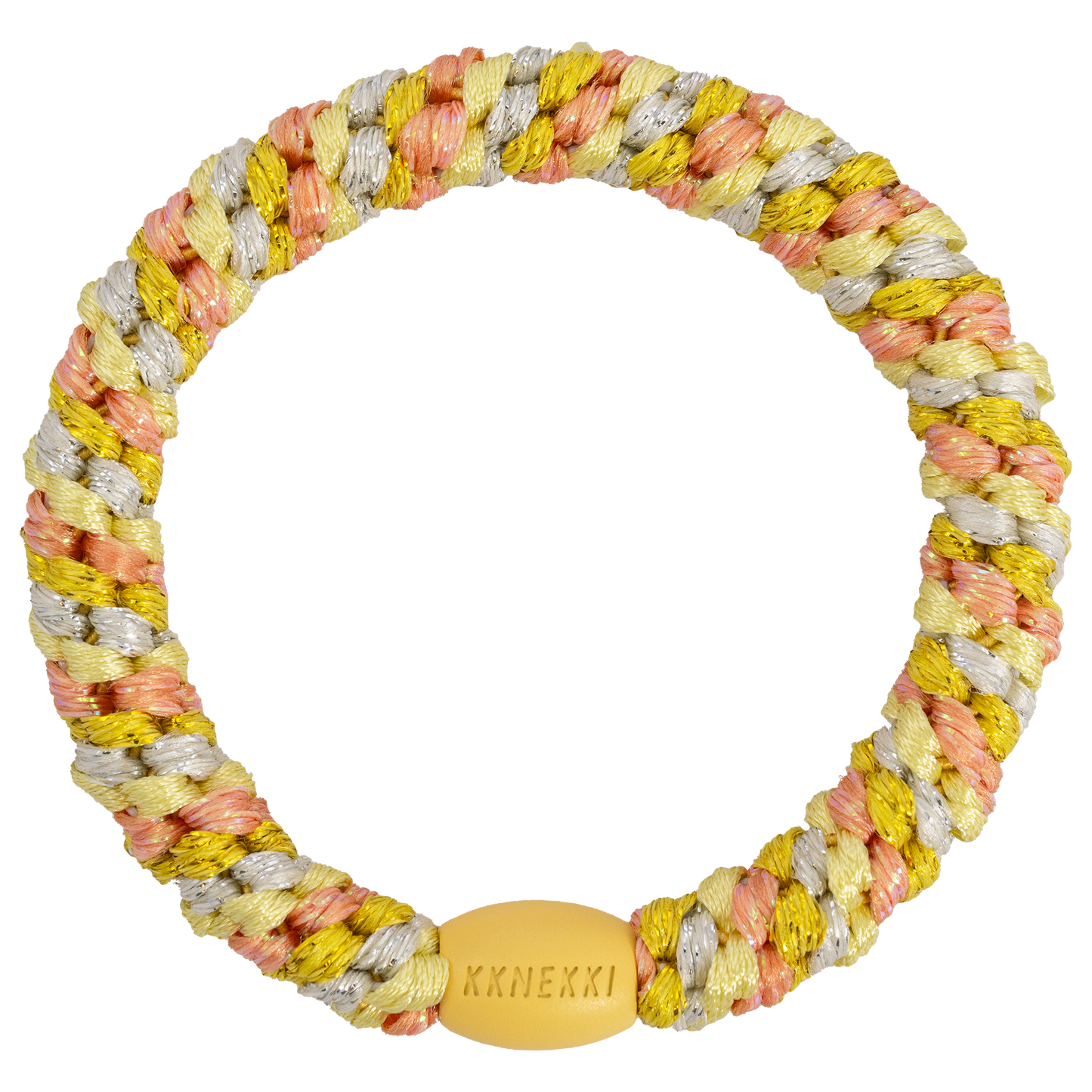 Kknekki bracelet/elastic mix yellow peach glitter