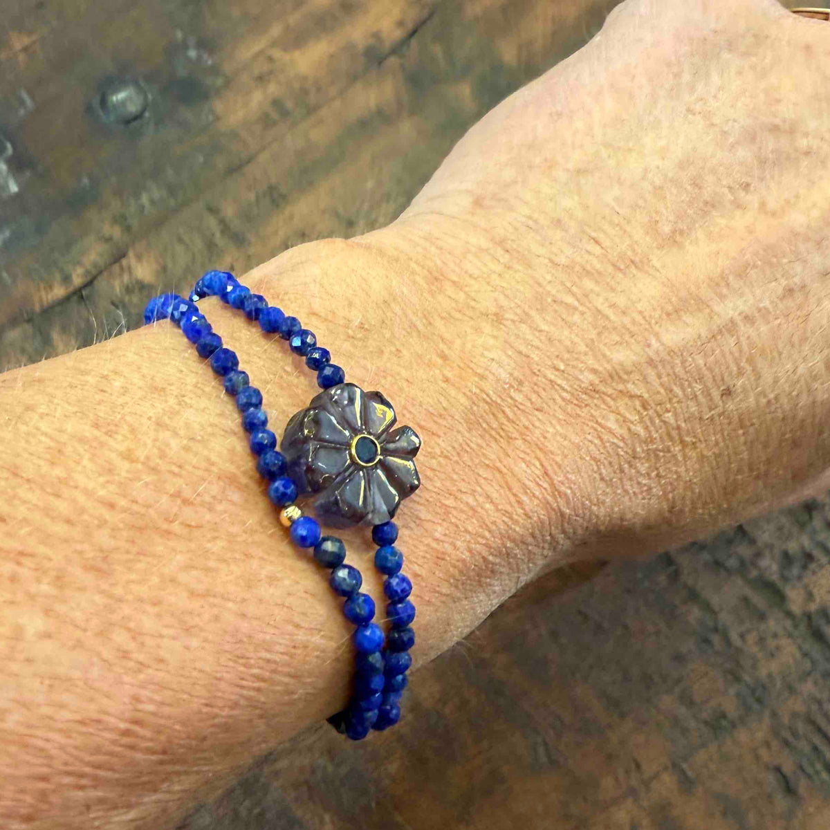 Double flower Indian ruby bracelet