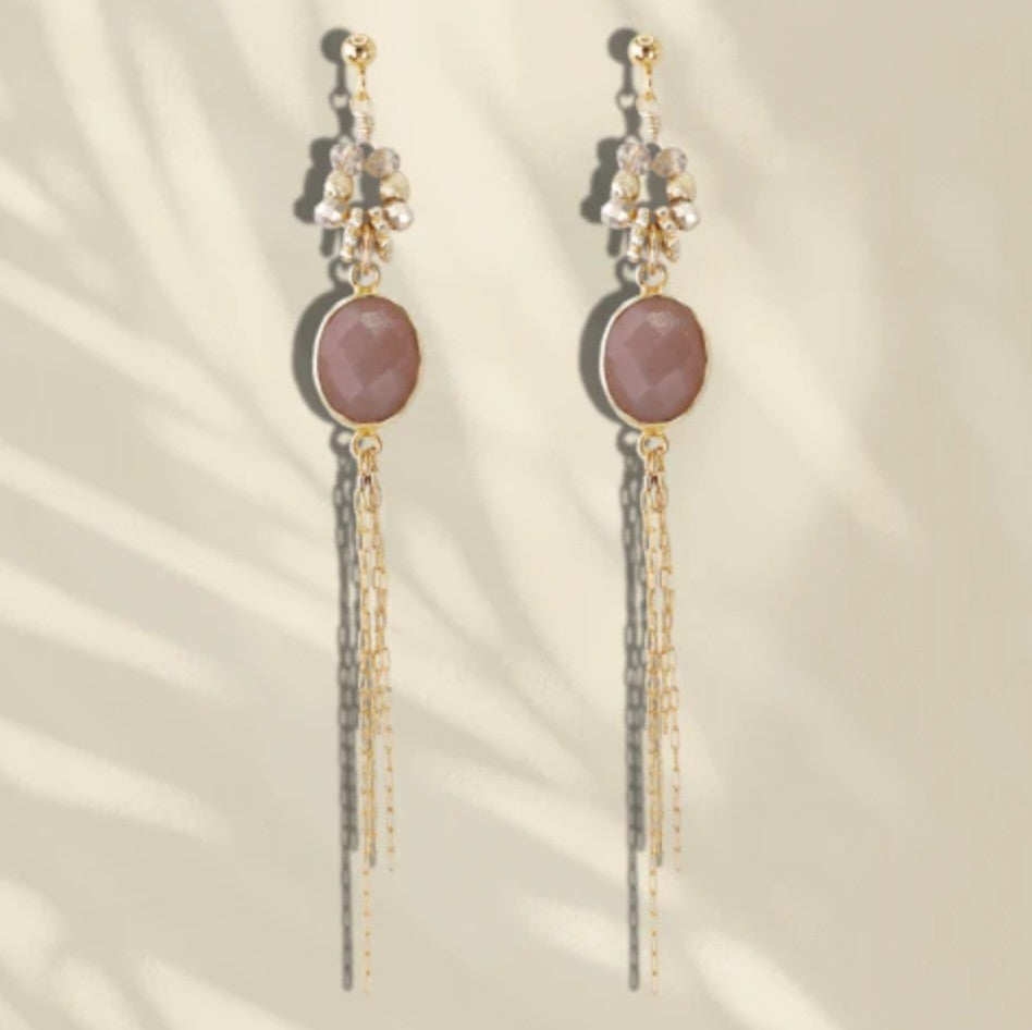 Boucles d'oreilles Ilana Peach Moon Stone