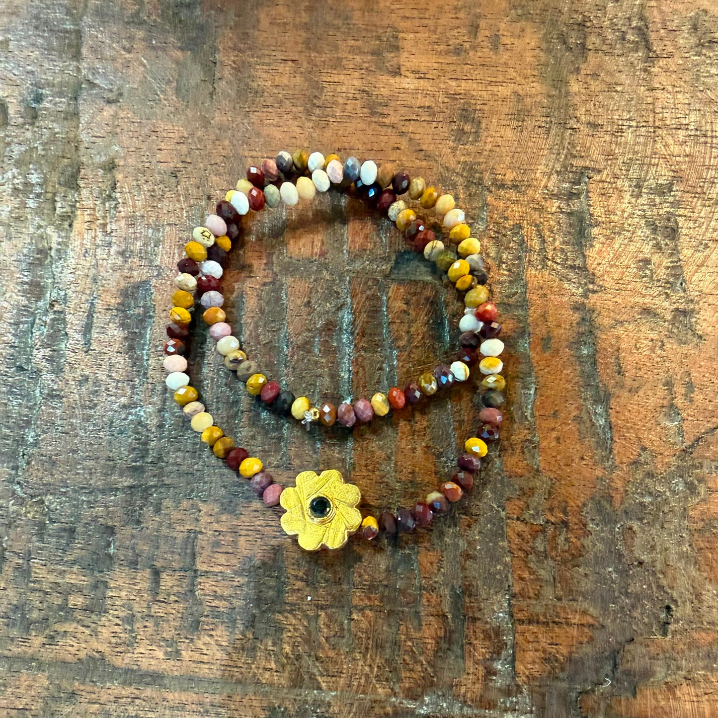 Bracelet double flower gold