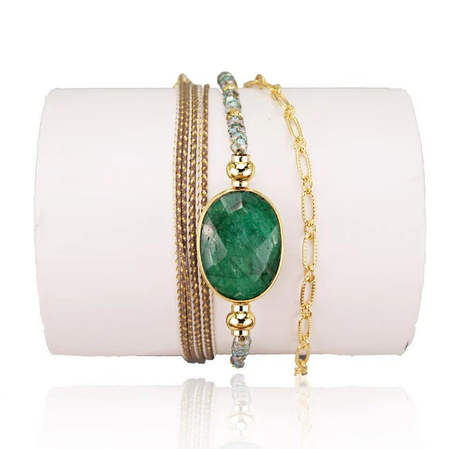 Bracelet Elite vert émeraude, turquoise ou labradorite - Lo et Ma