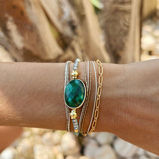 Bracelet Elite vert émeraude, turquoise ou labradorite - Lo et Ma
