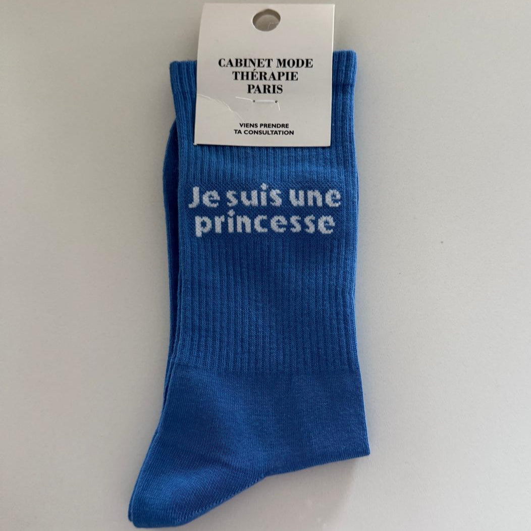 Chaussettes Je suis une princesse - bleu