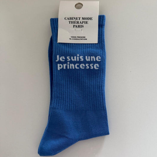 Chaussettes Je suis une princesse - bleu