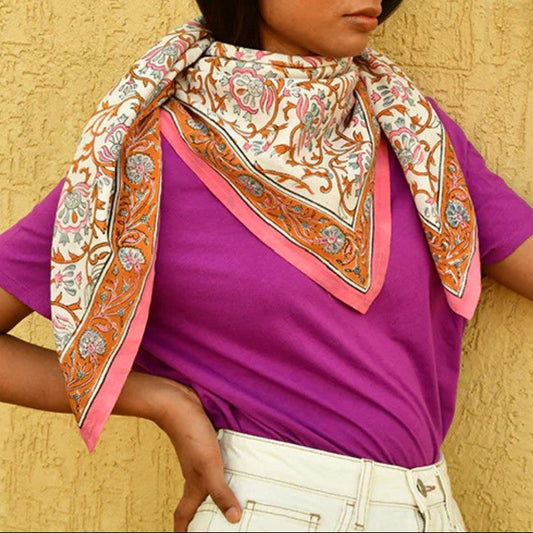 Grand foulard Alexandrie corail