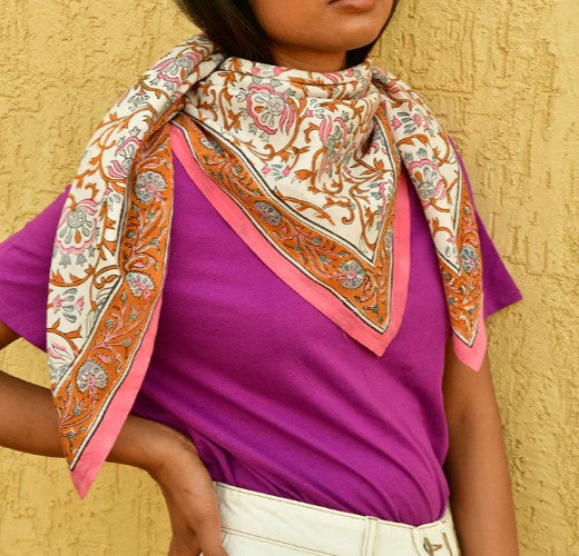 Grand foulard Alexandrie corail