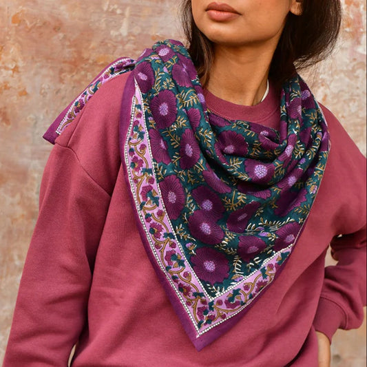 Grand foulard Ravenne prune