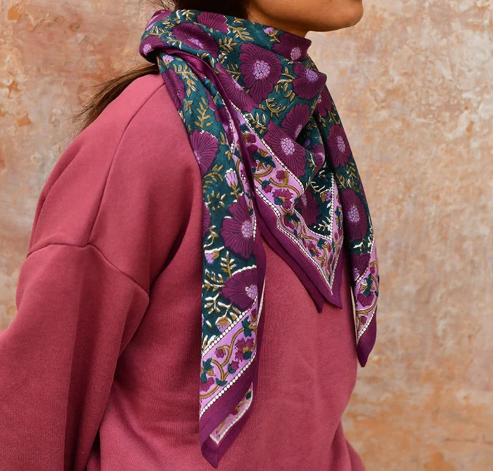 Grand foulard Ravenne prune