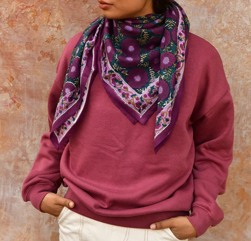 Grand foulard Ravenne prune
