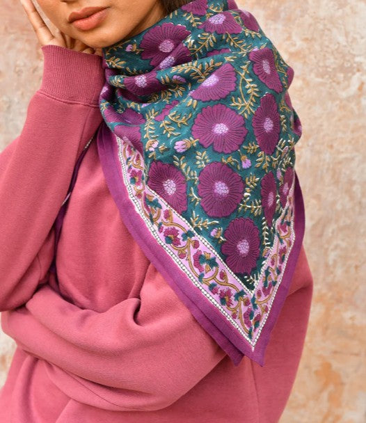 Grand foulard Ravenne prune