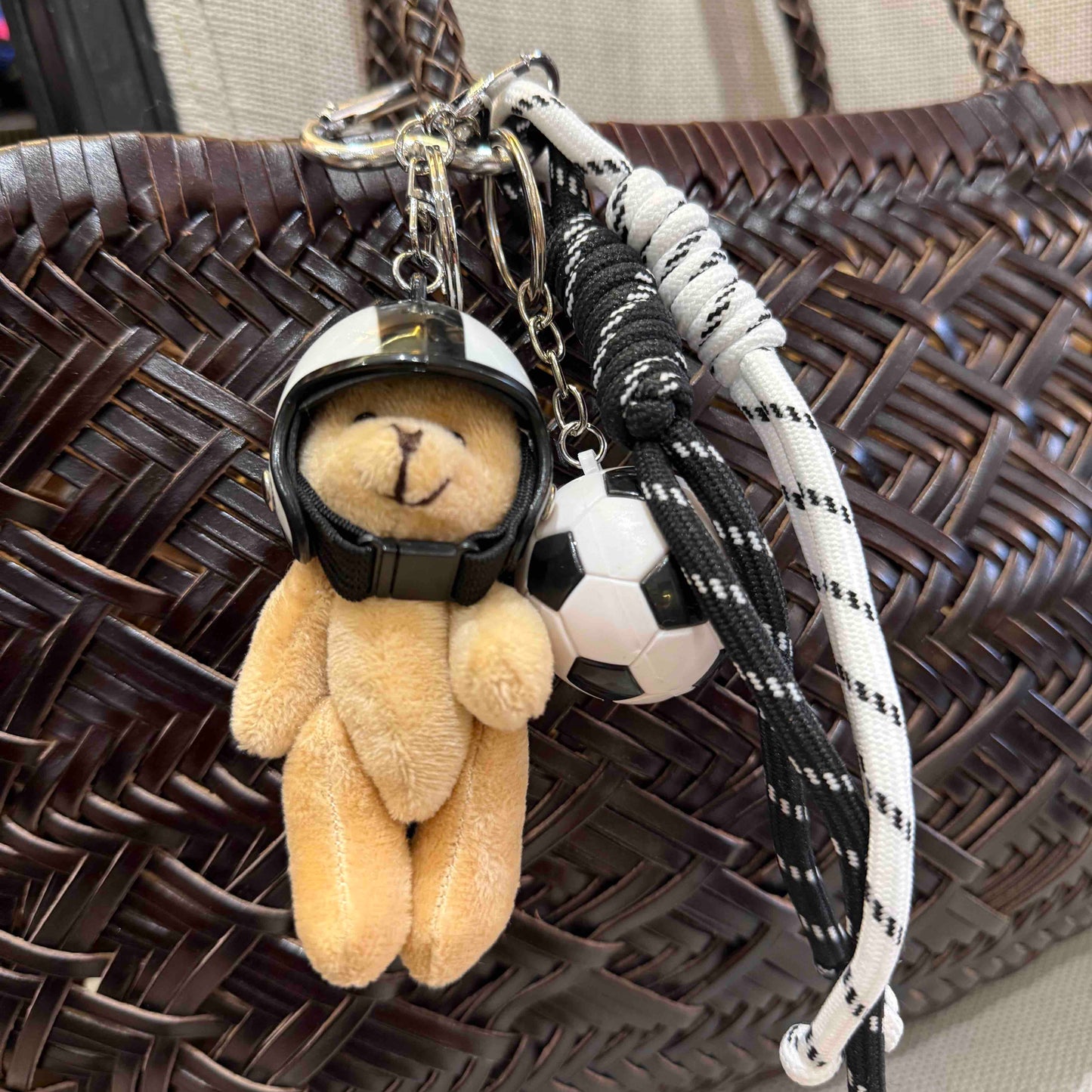 Teddy bear baseball bag charm
