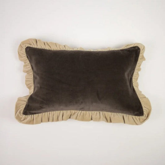 Housse de coussin Doris taupe/blanc cassé 30x50cm