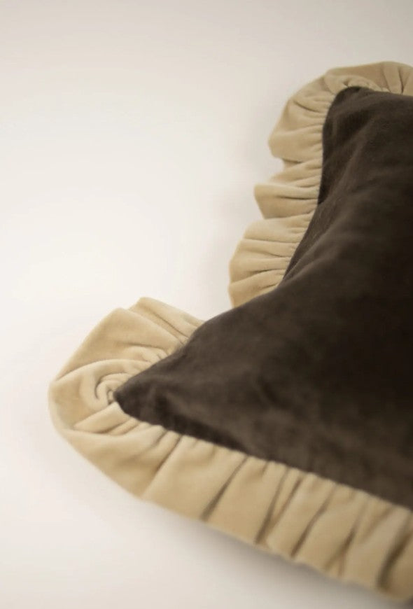 Housse de coussin Doris taupe/blanc cassé 30x50cm