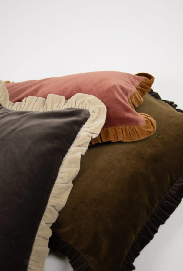 Housse de coussin Doris vert olive/café 30x50cm
