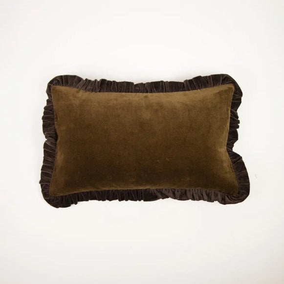 Housse de coussin Doris vert olive/café 30x50cm