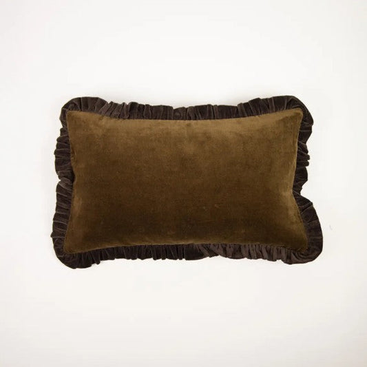 Housse de coussin Doris vert olive/café 30x50cm