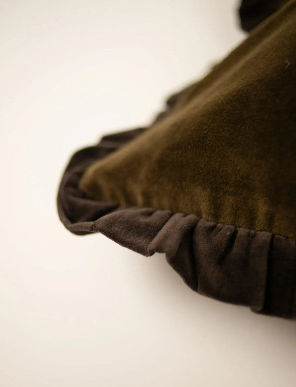 Housse de coussin Doris vert olive/café 30x50cm