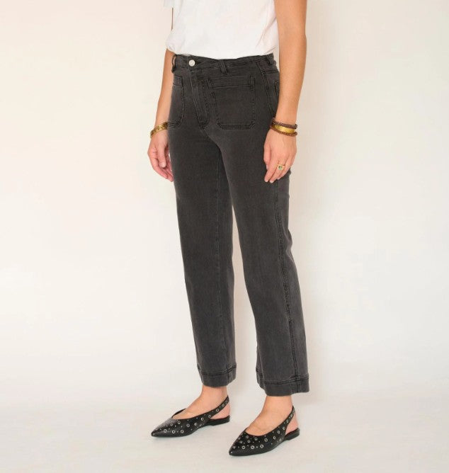 Jean large The Frida power stretch black garbage wash