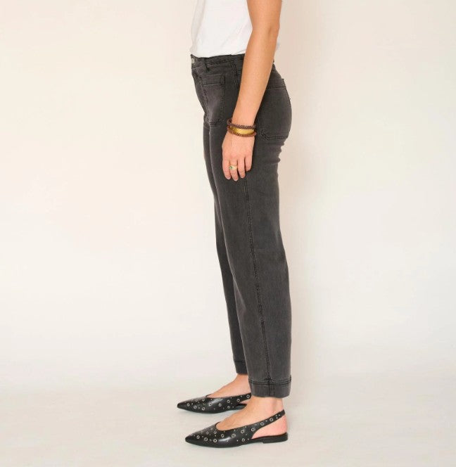 Jean large The Frida power stretch black garbage wash