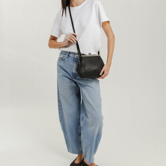 Sac bandoulière en cuir BIBA Boston Kiss-Lock noir