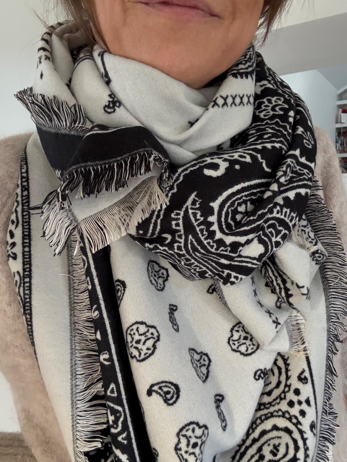Maxi bandana double face John - black ou sable