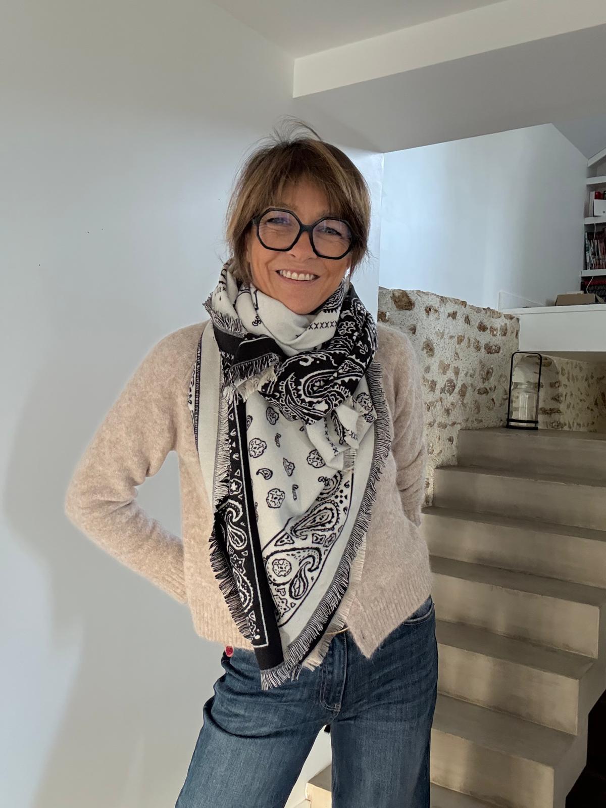 Maxi bandana double face John - black ou sable