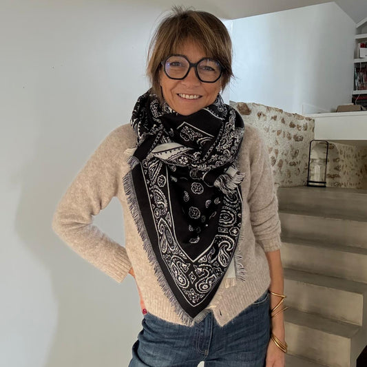 Maxi bandana double face John - black ou sable
