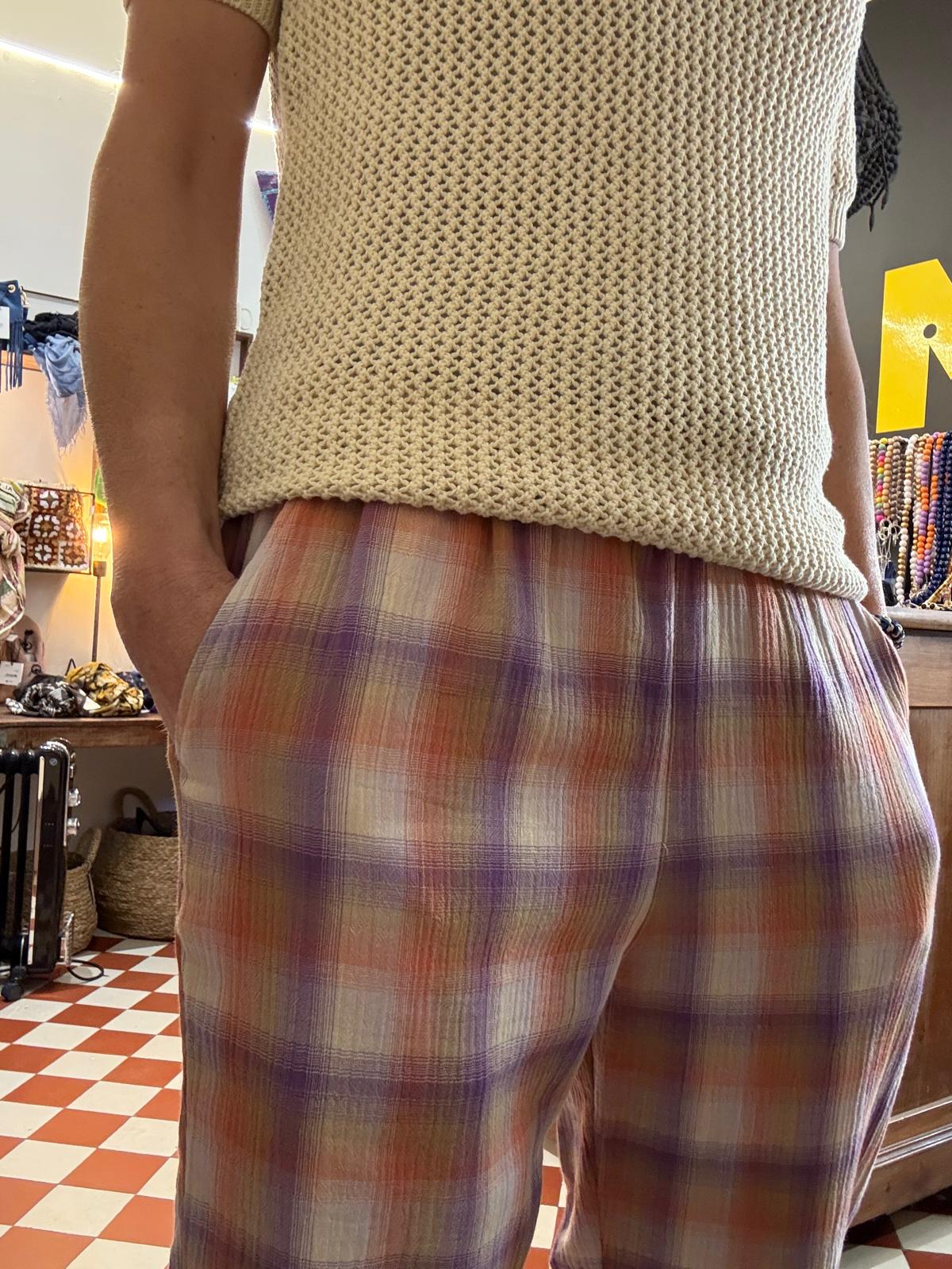 Pantalon Baobab ginger check