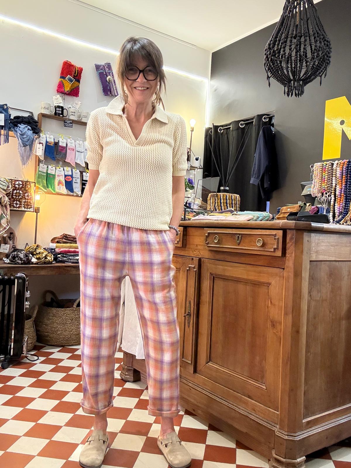 Pantalon Baobab ginger check