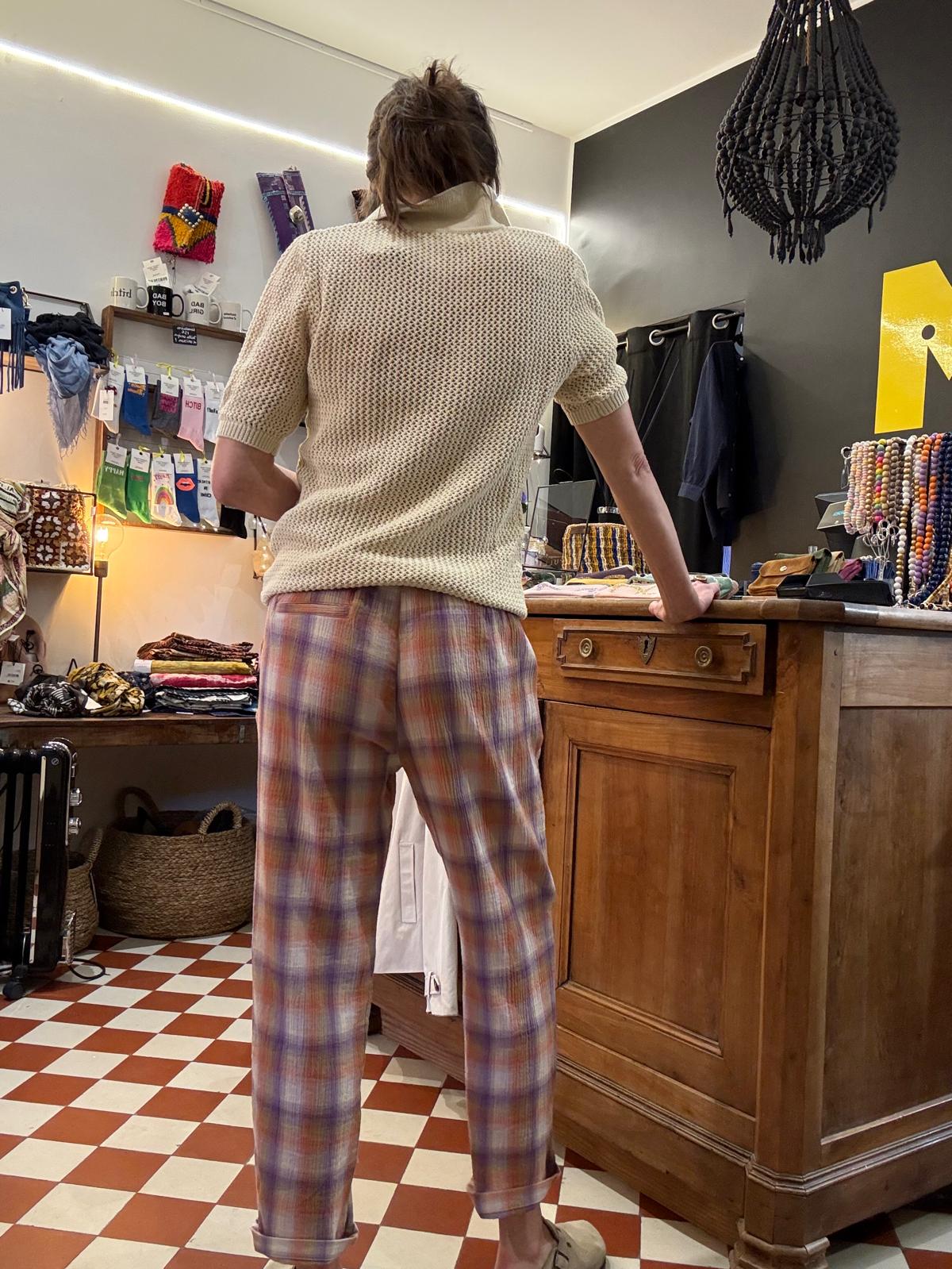 Pantalon Baobab ginger check