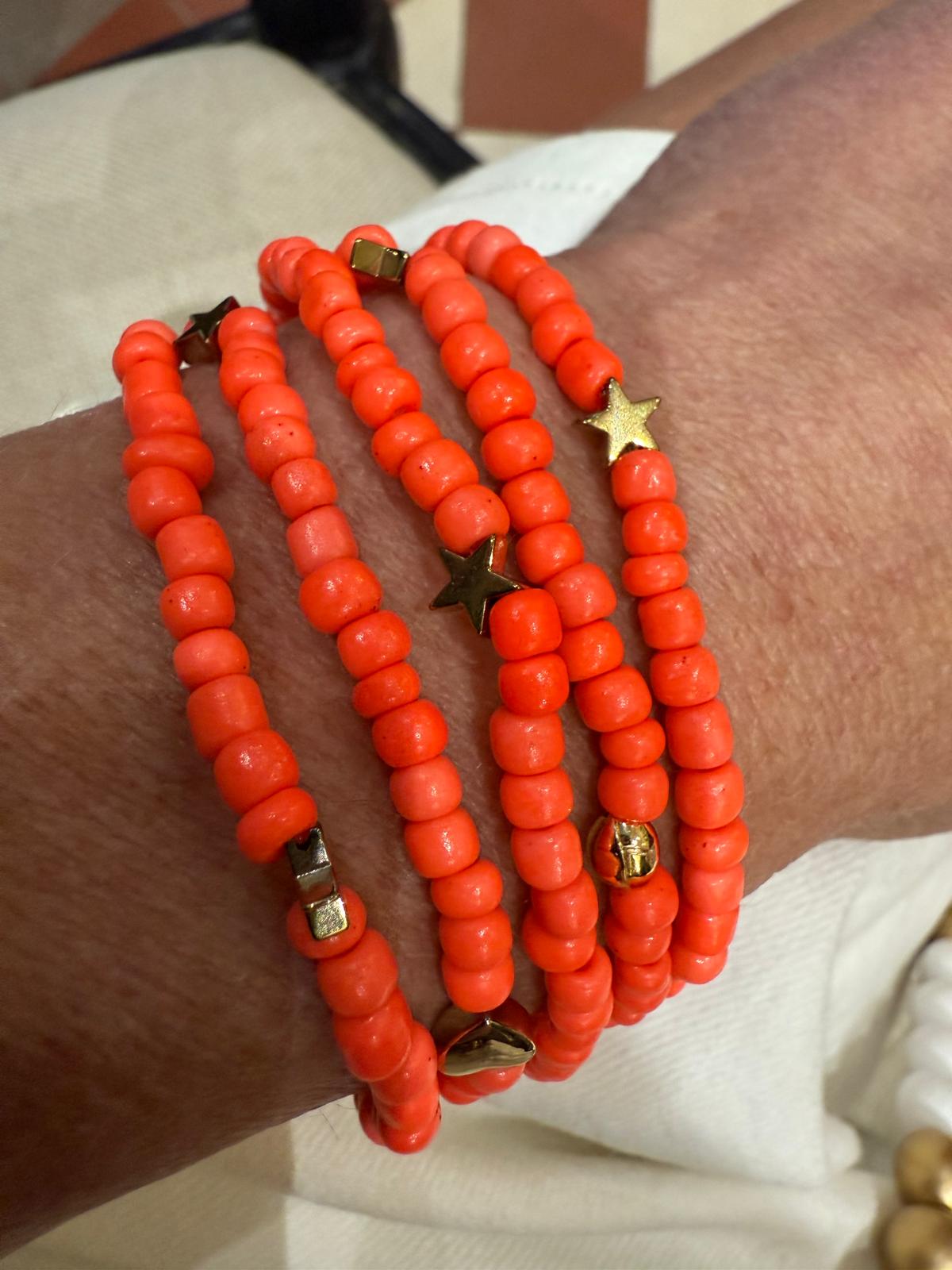 Sautoir bracelet Zoé Agathe corail