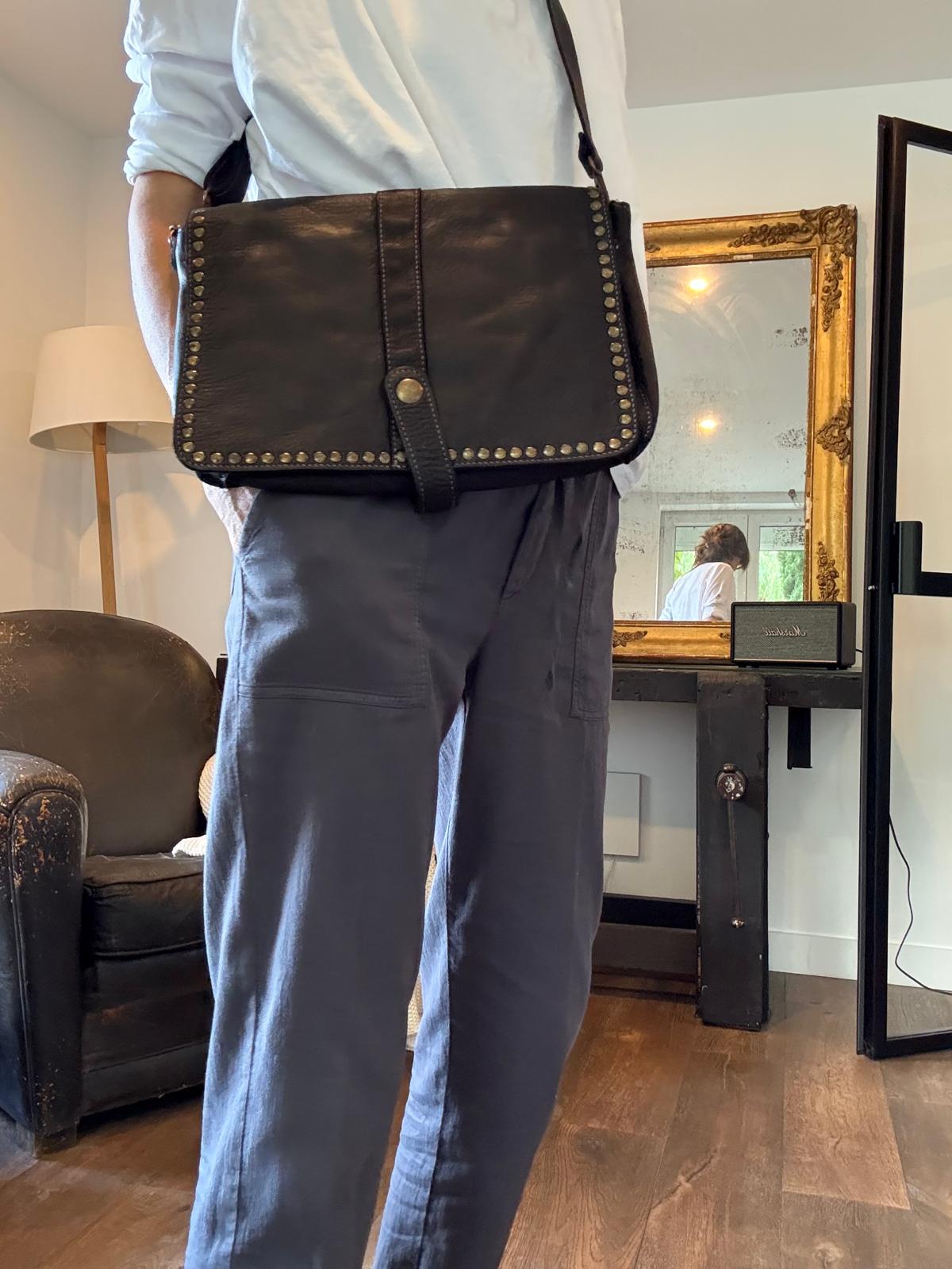 Olivia black leather bag - large size