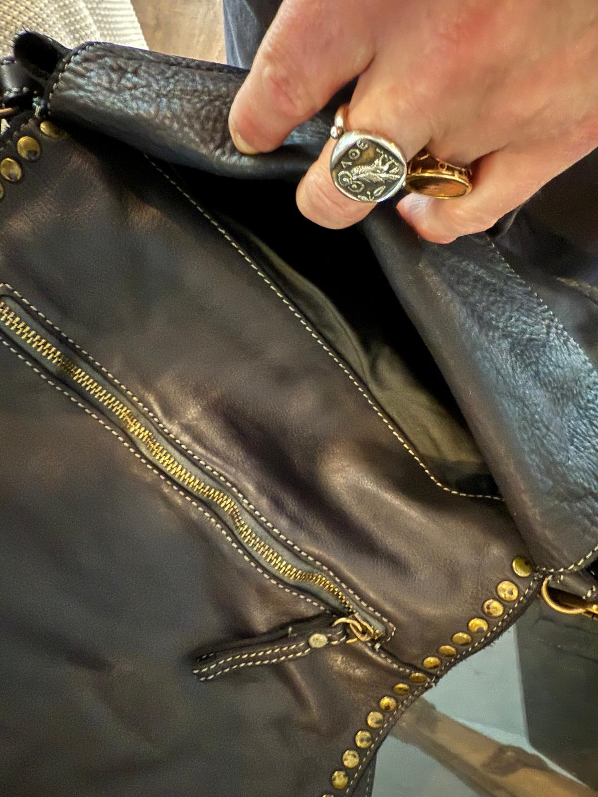 Olivia black leather bag - large size