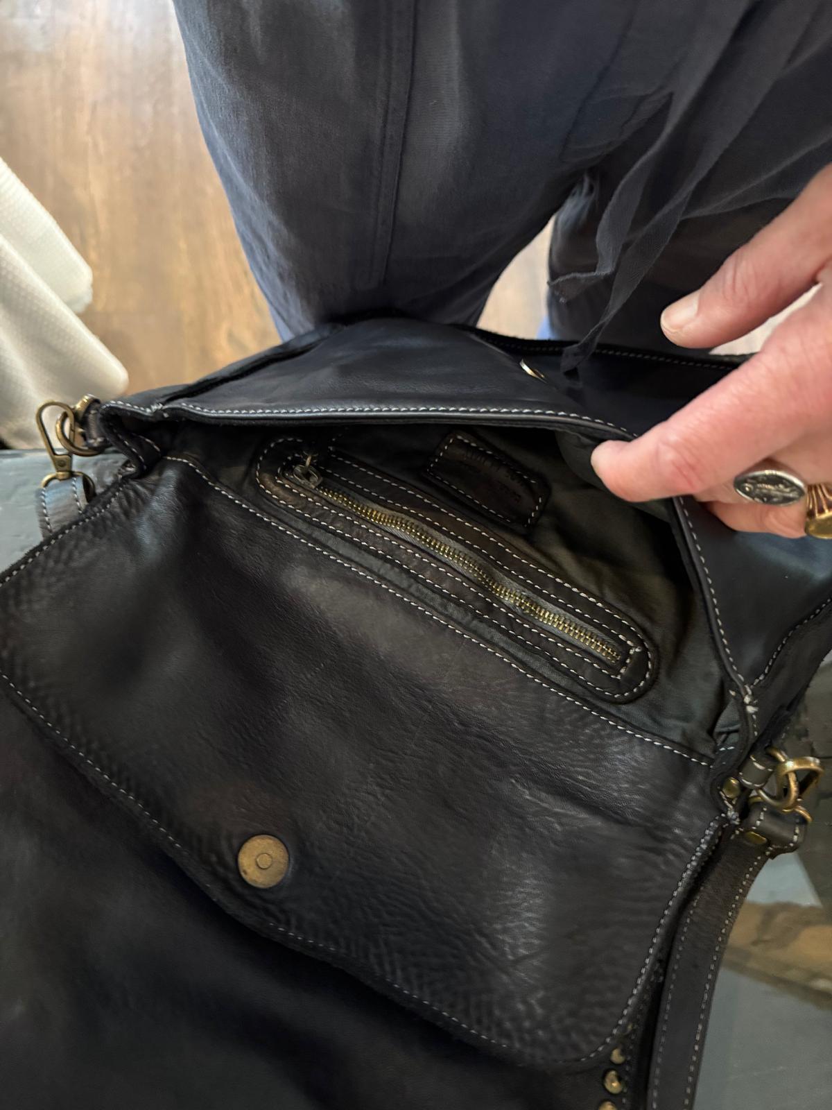 Olivia black leather bag - large size