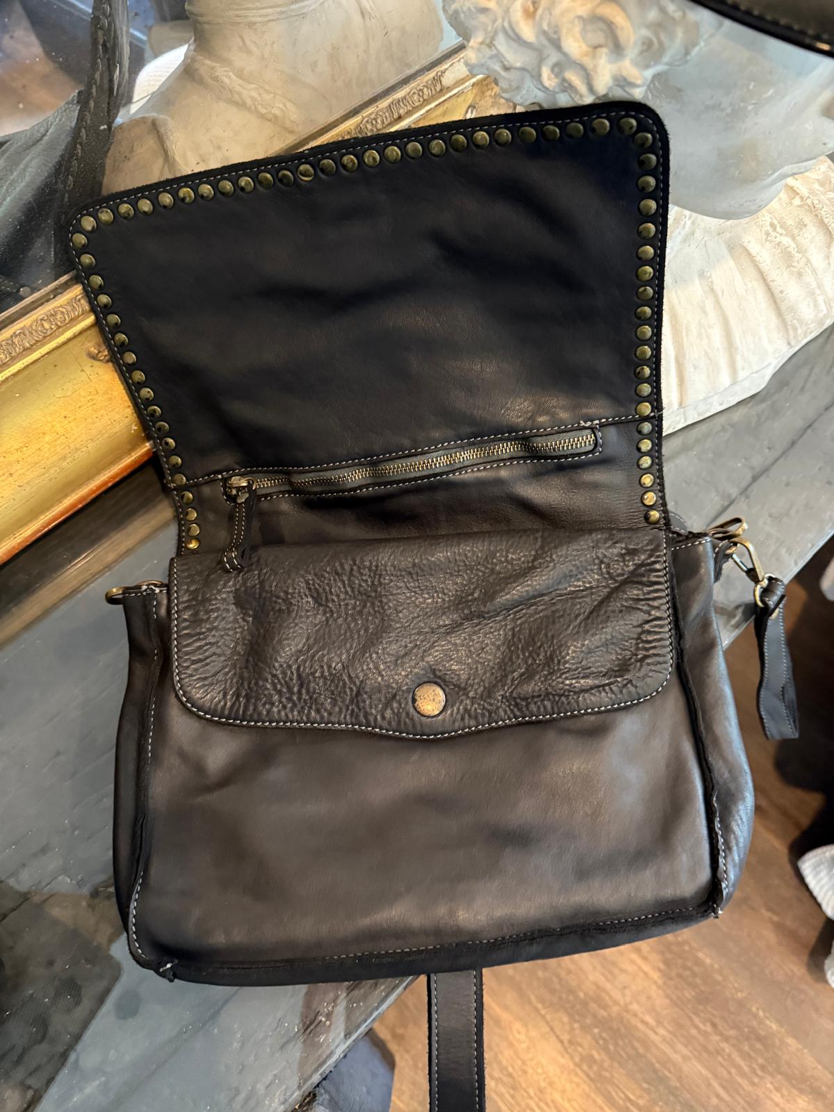 Olivia black leather bag - large size