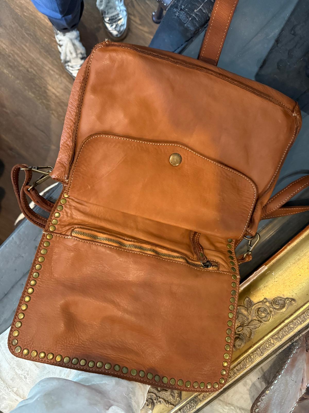 Olivia camel leather bag - large size