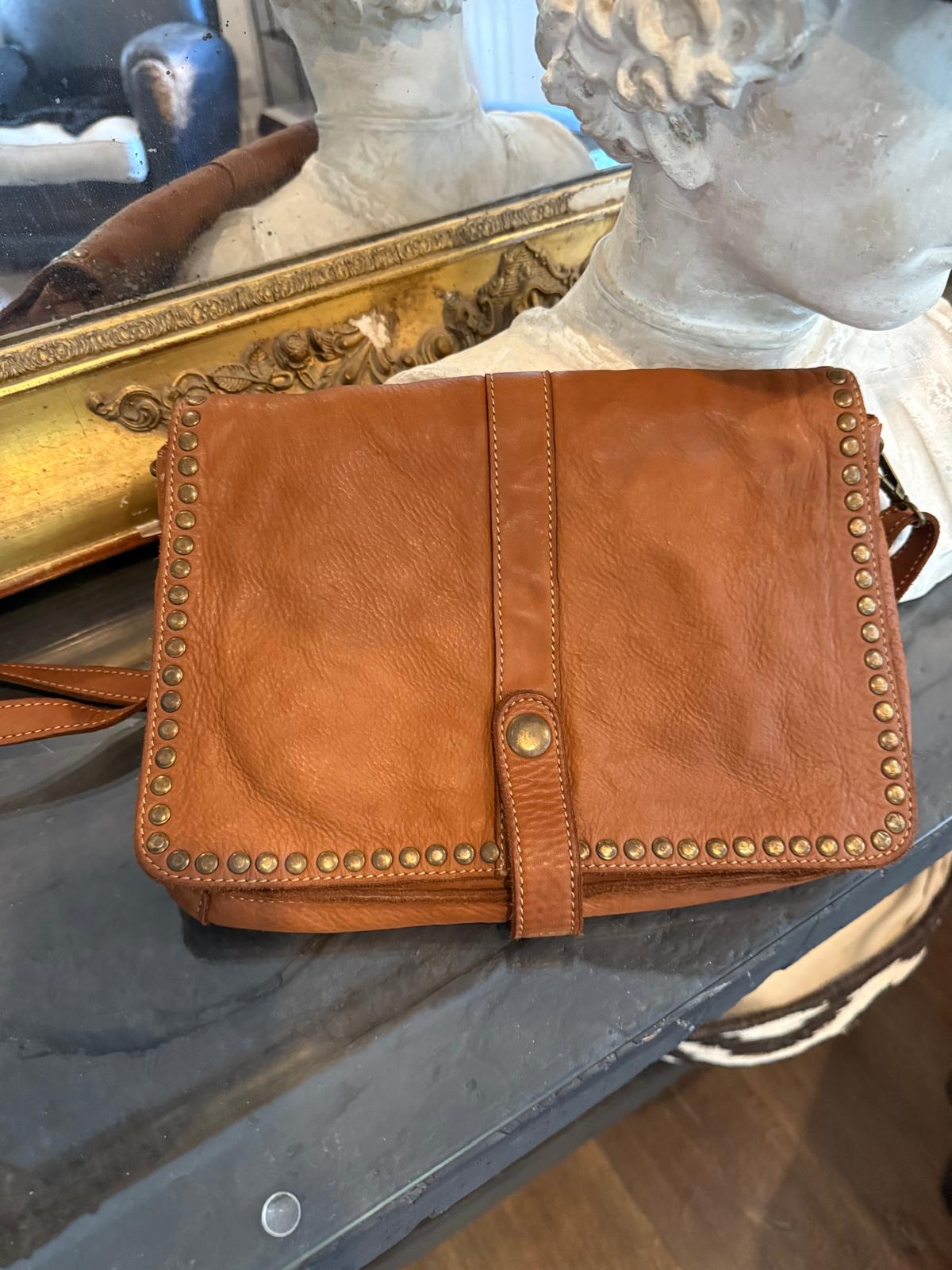 Olivia camel leather bag - large size