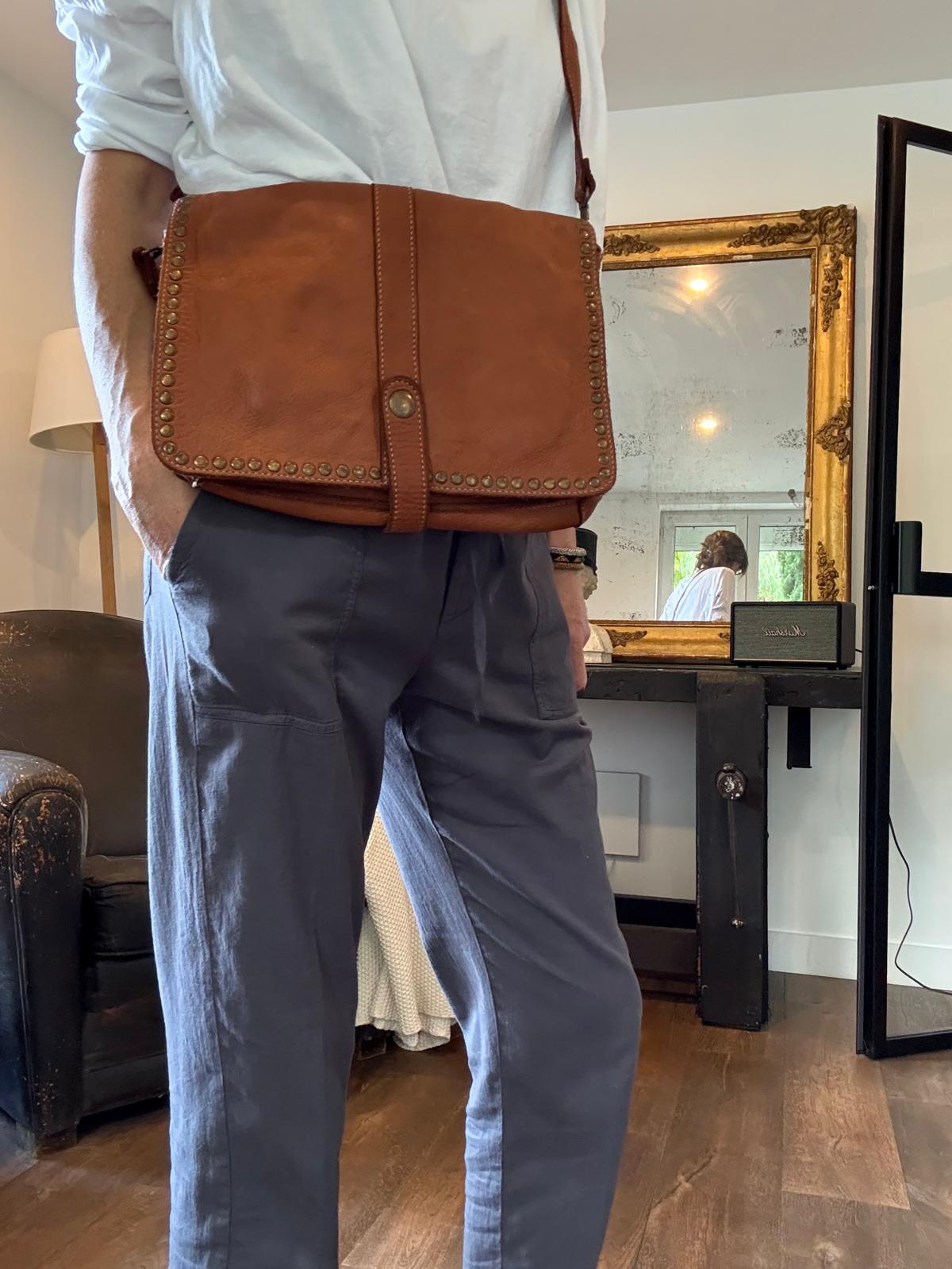 Olivia camel leather bag - large size