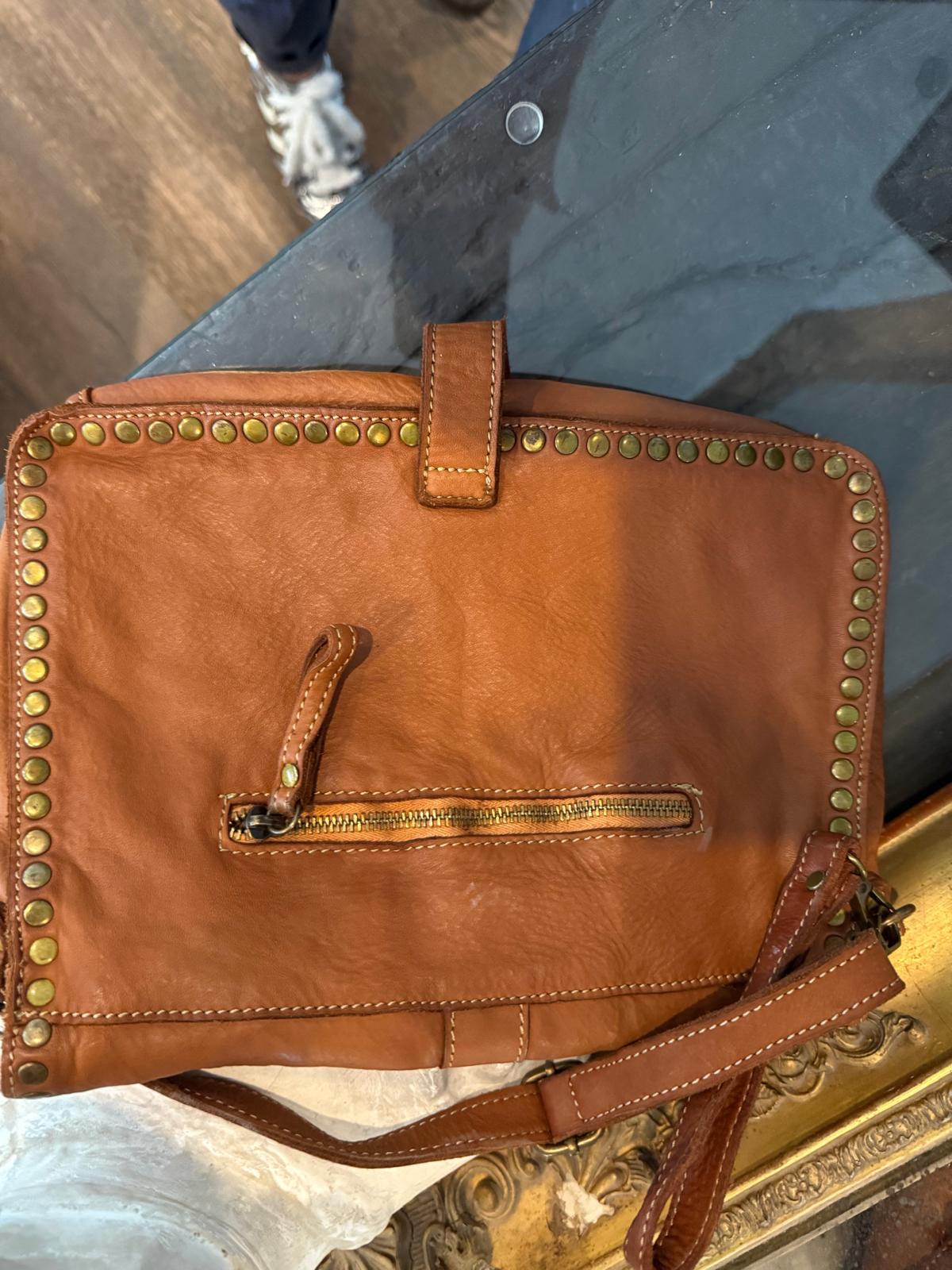 Olivia camel leather bag - large size