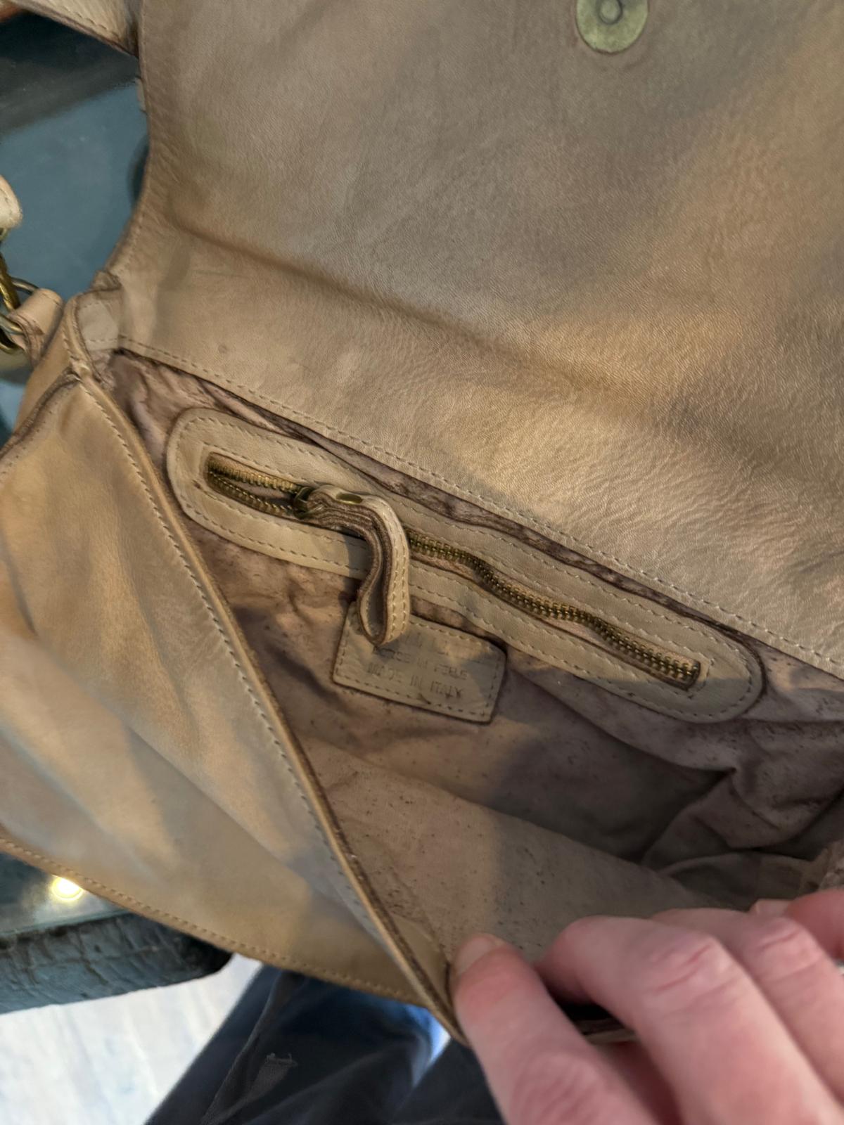 Sac en cuir Olivia taupe - grand format