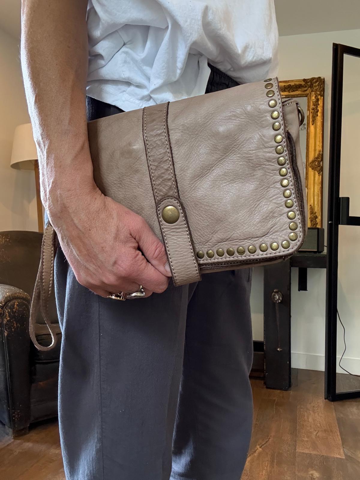 Sac en cuir Olivia taupe - petit format