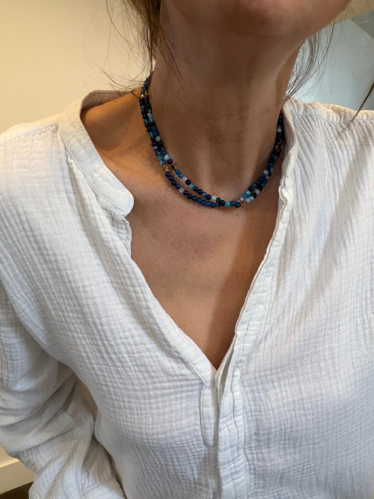 Sautoir bracelet Zoé howlite coquillage bleu