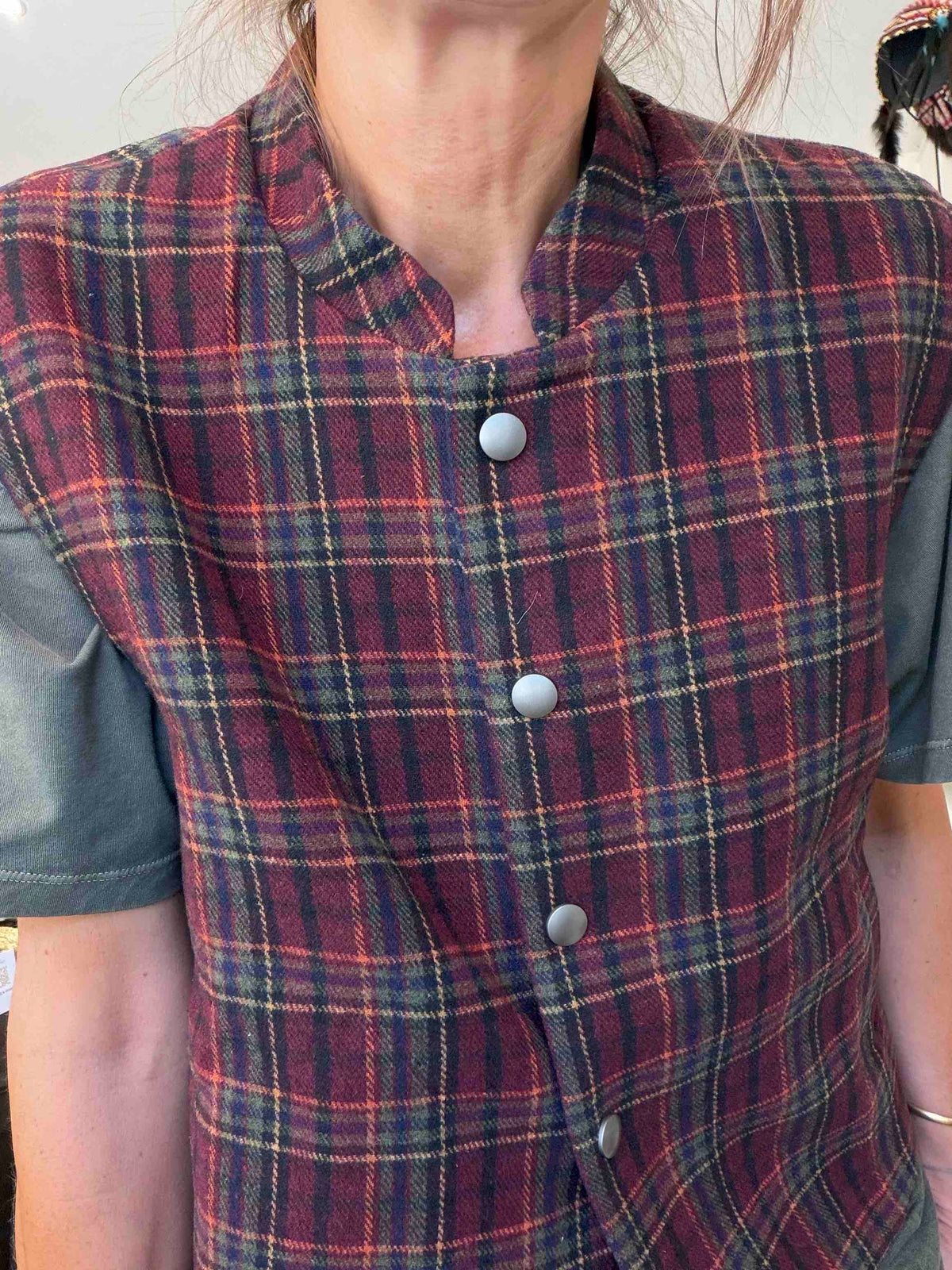 Gilet oversize sans manches Sitwell tartan - The Good Family