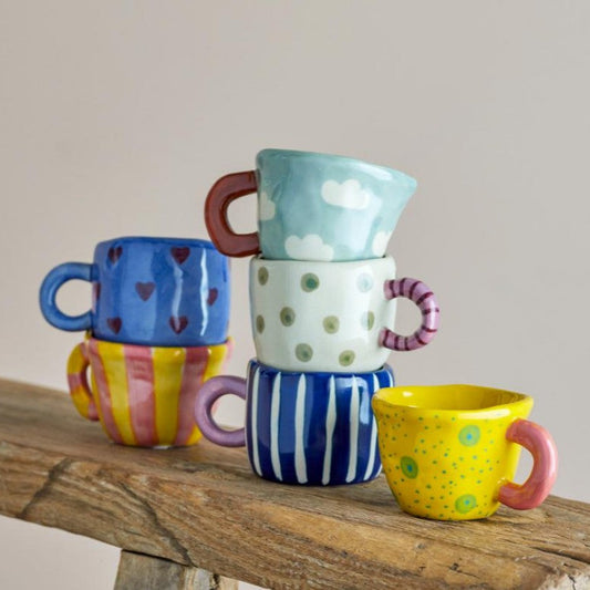 Tasse Nini rayée jaune et rose