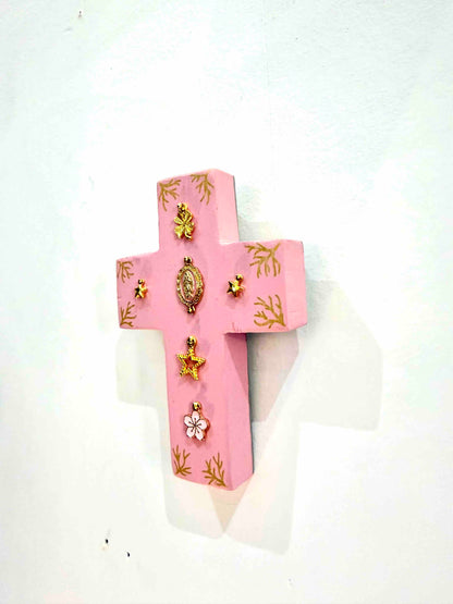 Grande croix en bois Garance x Virgile - Baby