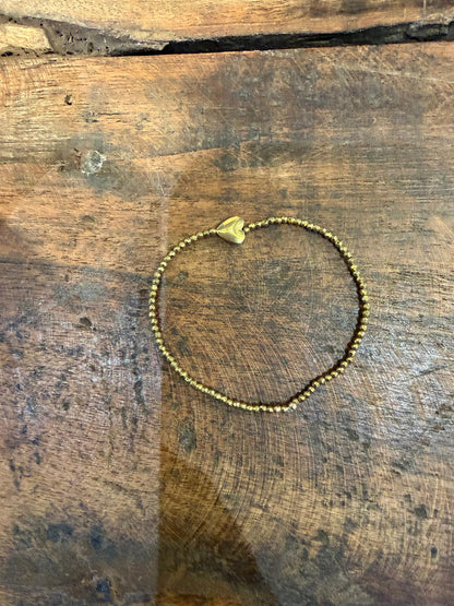 Bracelet Brigitte mini hématite dorée - croix, cœur ou étoile