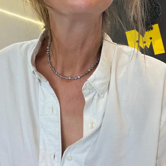 Collier argenté chaîne croix
